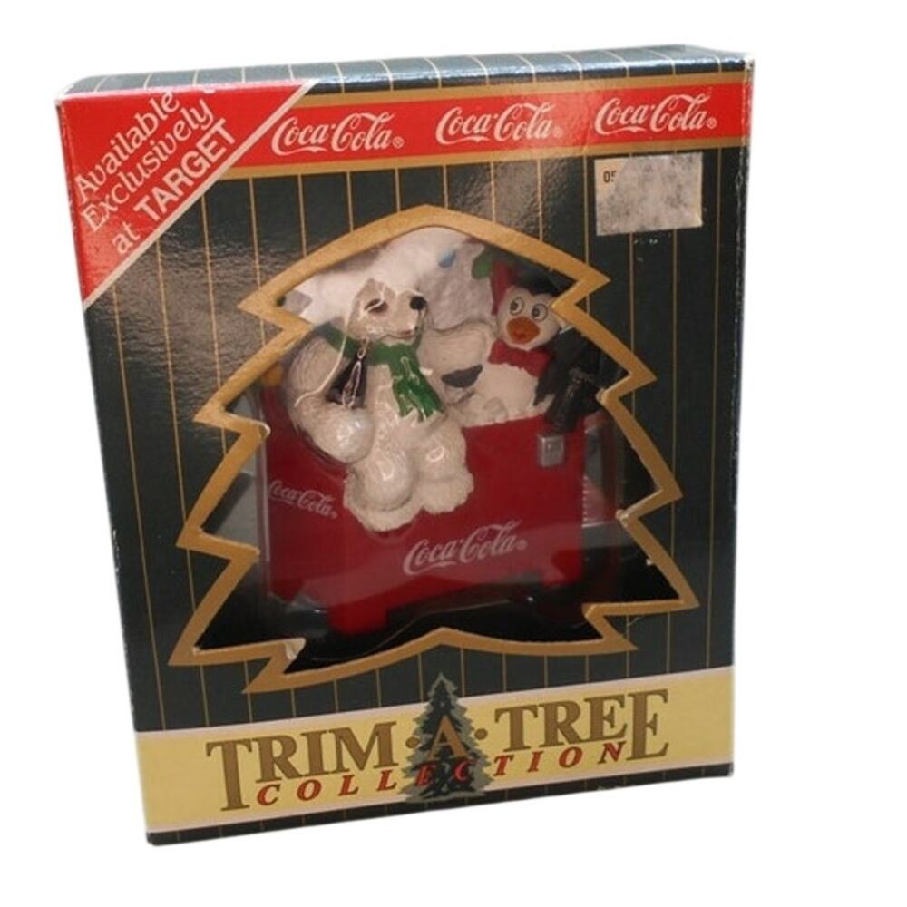 Coca-Cola Christmas Trim-A-Tree Polar Bear & Penguin Cooler Vintage 1997 Target